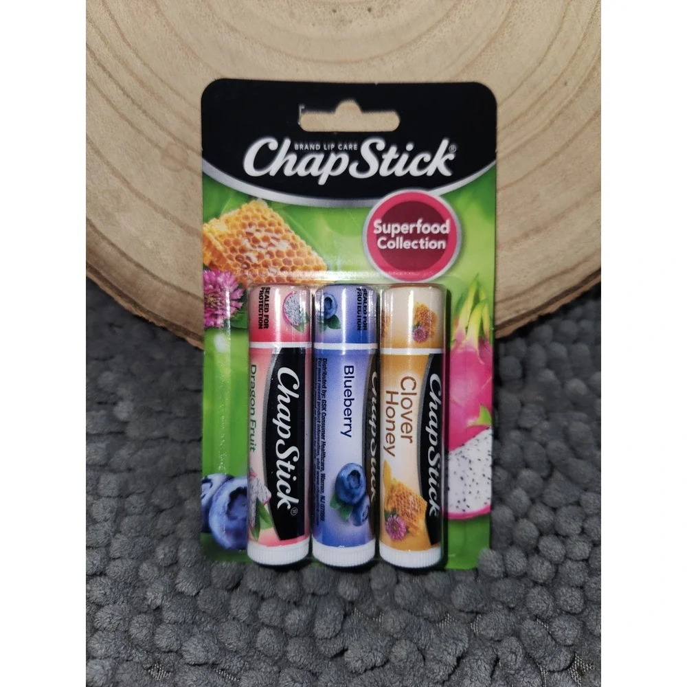 ChapStick Lip Balm Superfood Collection 3Pack–DragonFruit,Blueberry,Clover Honey